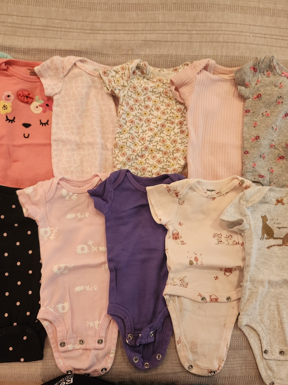 15 pieces-Baby Girls Pink & Purple One-Piece Bodysuit Set